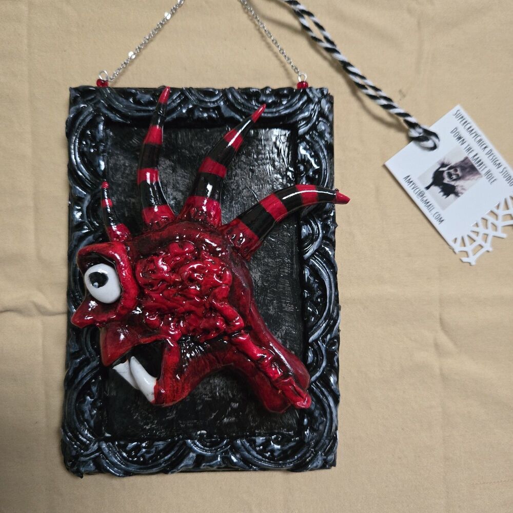OOAK Creepy Oddity Dark Art Sculpt Evil Spikey Horned Alien Creature Ornament